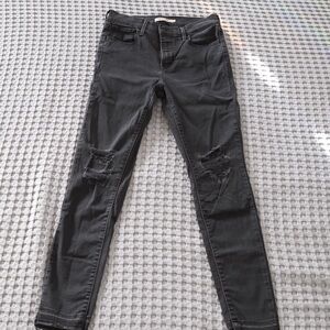Levi’s 720 Super Skinny Distressed Black Jeans - Size 27
